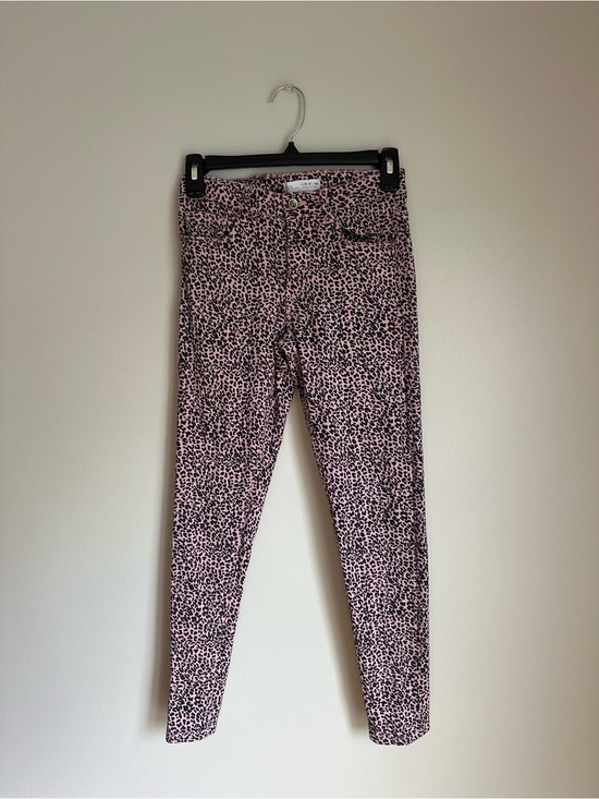 Zara Other - ZARA Girls Five Pockets Pink Leopard Skinny Jeans Size 11-12 Adjustable Waist